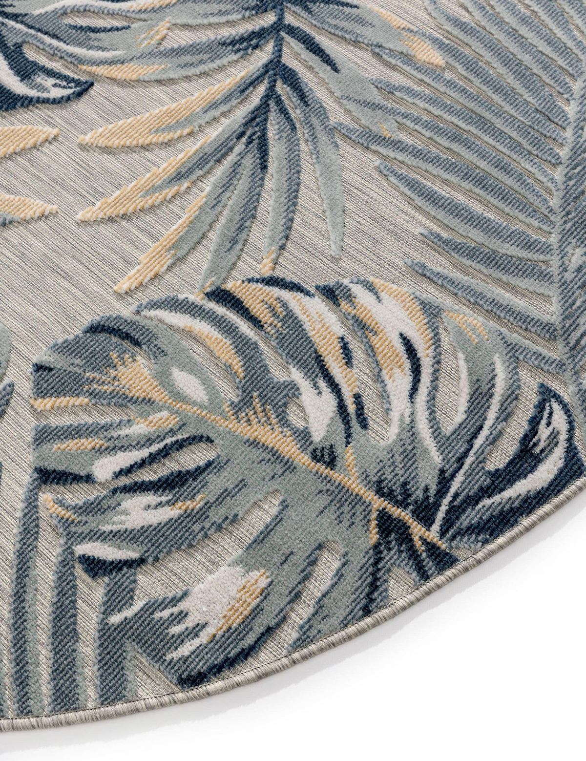 OUTDOORTEPPICH Flora Multicolor ø 320 cm rund - Blau/Creme, Kunststoff (320/320cm) - benuta