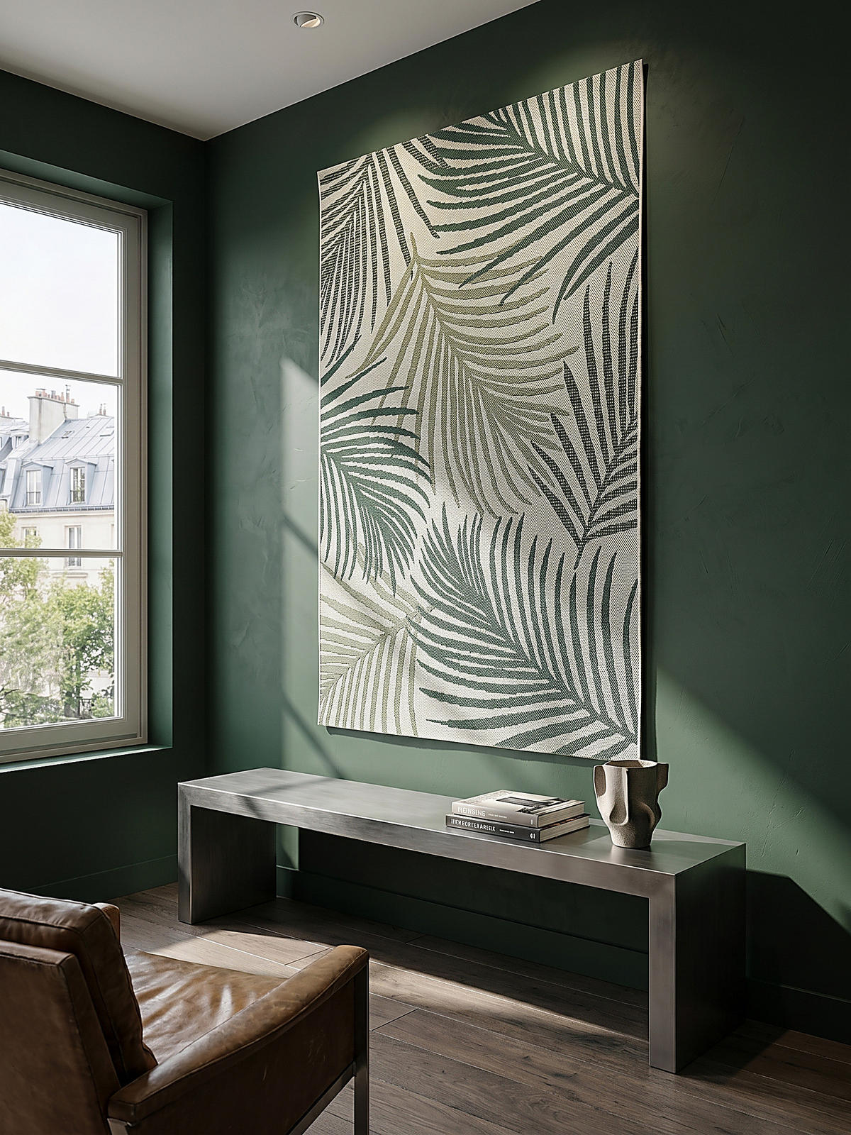 TEPPICHLÄUFER Palmblätter BORNO Polypropylen Grün 80 x 150 cm - Grün, Textil (80/150cm) - KADIMA DESIGN