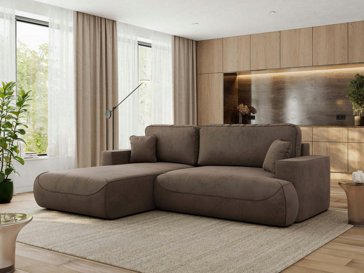 ECKSOFA OVO L Braun Velvet - Links Seite - Schwarz/Braun, Kunststoff/Textil (271/195cm) - MKS