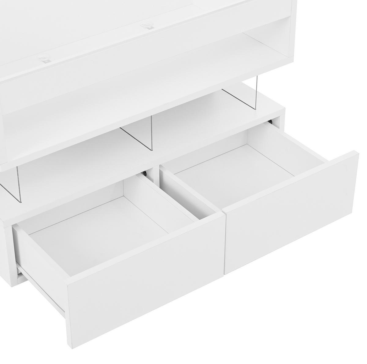 COUCHTISCH 70/67/57 cm weiß aus Spanplatte mit Lift-Top und LED-Beleuchtung - Weiß, Holzwerkstoff (70/70/57cm) - OKMYHOME