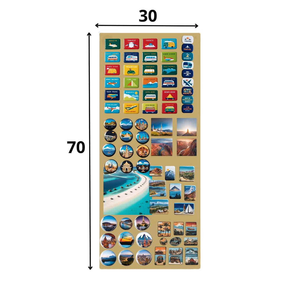MAGNETTAFEL Klein & Groß Gold 70x30 cm - Magnetisches Stahlboard für Magnete, Fotos und Notizen, Beschreibbar - Goldfarben, Metall (30/70/0.7cm) - ANWICAR