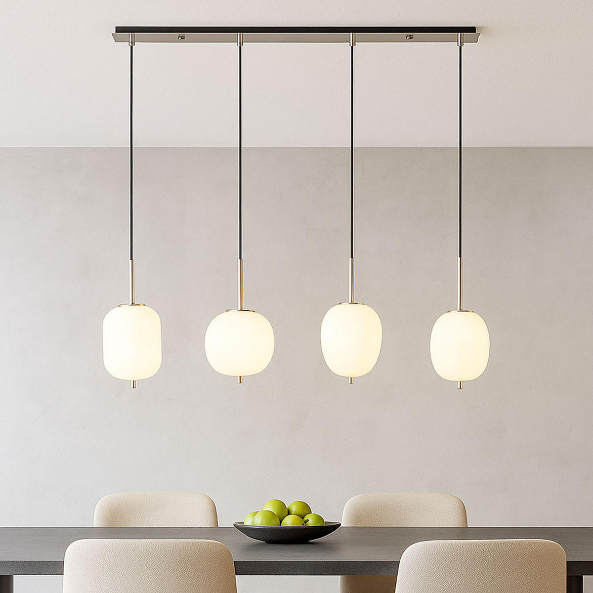 LED HÄNGELEUCHTE Metall Silber Opalglas 4-Flammig - Silberfarben, Glas (110/18.5/120cm) - Globo Lighting