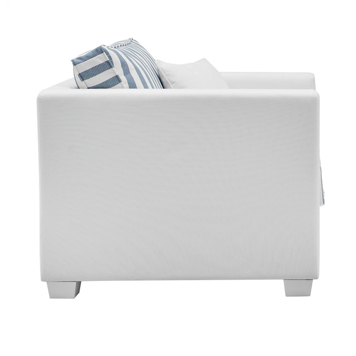 SESSEL creme blau gestreift, Landhaus 95 cm, Loungesessel für das Wohnzimmer inklusive Kissen - Blau/Creme, Holz/Textil (95/88/96cm) - Furn.Design