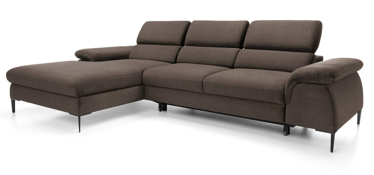 ECKSOFA L-Form 290 cm Amaro M mit Schlaffunktion, Links, Braun - Braun, Holz (288/182cm) - Emporius