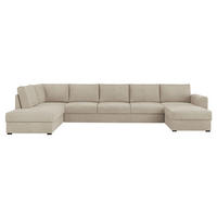 WOHNLANDSCHAFT Wilma Large Premium, Seite: Links - Beige/Schwarz, Holz/Textil (370/85/186cm) - MIRJAN24