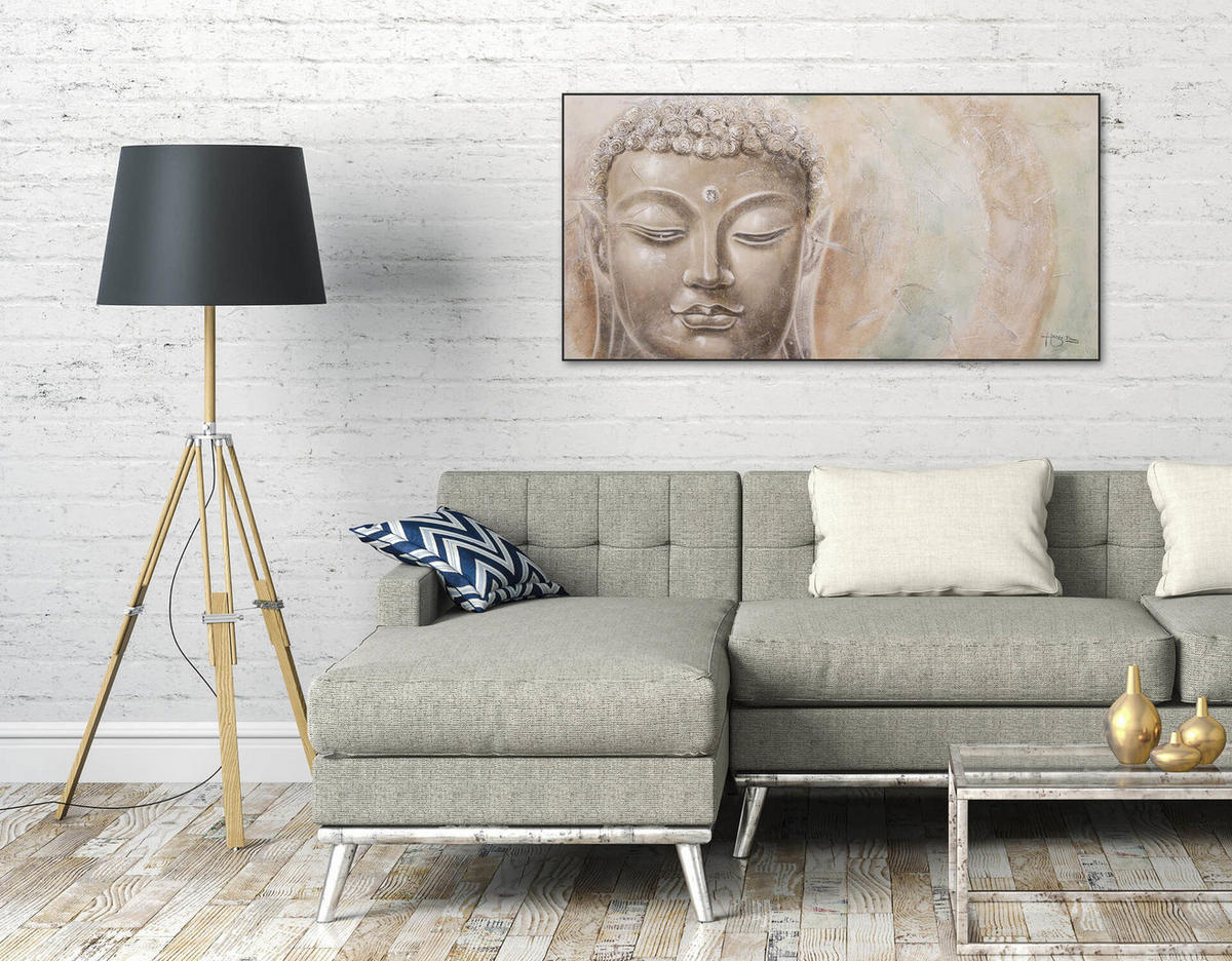 ACRYLBILD HANDGEMALT 120/60 cm - Beige, Holz/Textil (120/60cm) - KUNSTLOFT