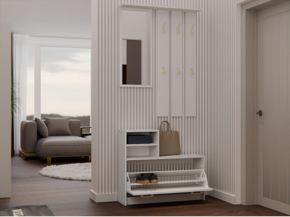 GARDEROBENSET Verena (2-teilig) - Beige, Holzwerkstoff (85/180/24cm) - kommodly