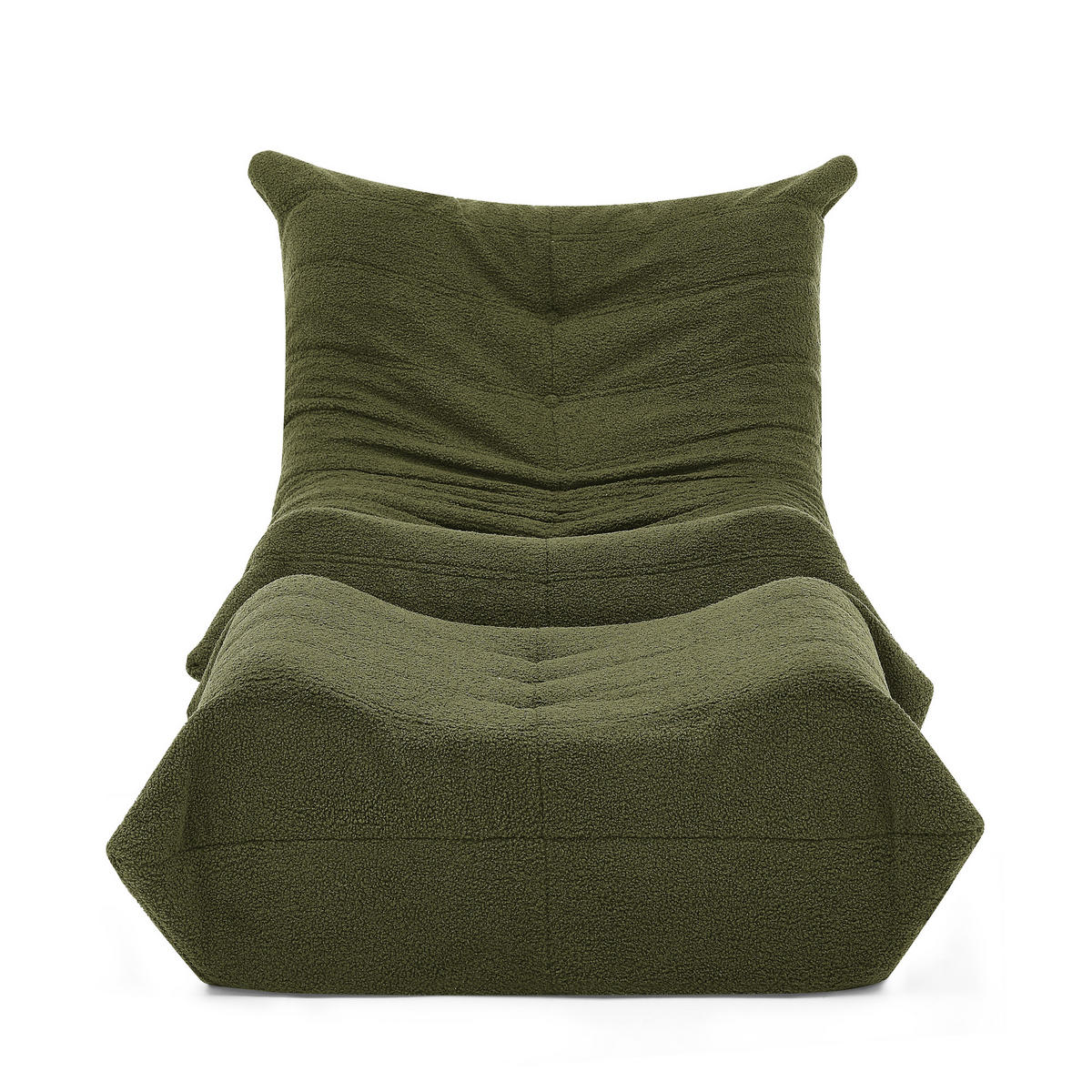 LAZY SOFA Teddyfell Optik mit Hocker weich & ergonomisch - Grün, Textil (100/70/90cm) - Urban Meuble