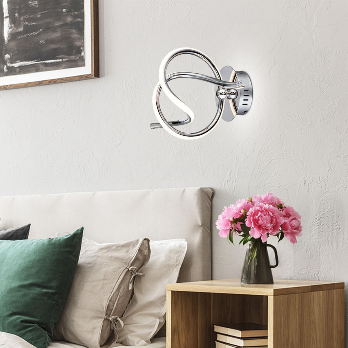 LED WANDLEUCHTE WAVE Chrom Silber - Silberfarben, Metall (21/24/37cm) - Globo Lighting