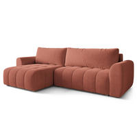 ECKSOFA MODARO CL Koralle Samtstoff mit Schlaffunktion - Koralle, Holzwerkstoff/Textil (285/148cm) - MASSENO