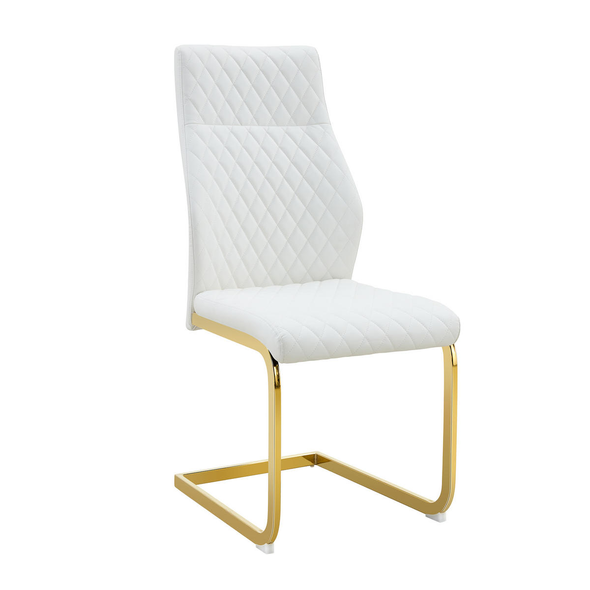 ESSGRUPPE DE-39470 5-teilig, Glastisch und 4 Stühlen mit Rautenmuster Weiß - Weiß, Metall (85/75/85cm) - ComfortXL