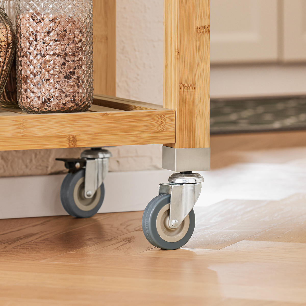 KÜCHENWAGEN Bambus Edelstahl - Naturfarben, Holzwerkstoff (73/93/46cm) - SoBuy