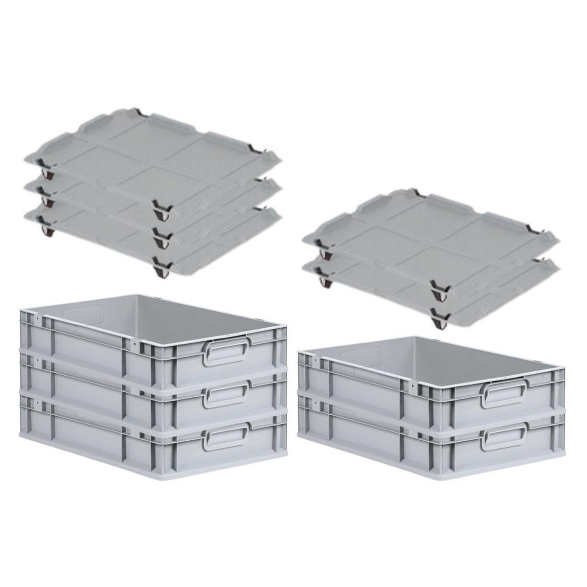 EUROBOX 5x Nextgen Economy Mit Auflagedeckel Grau/Schwarz Griffe Geschlossen - Schwarz, Kunststoff (40/12/60cm) - PROREGAL