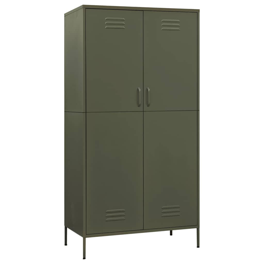 KLEIDERSCHRANK 2-Türig mit 4 verstellbaren Fächern 90/50/180 cm aus Stahl Olivgrün - Olivgrün/Grün, Metall (90/180/50cm) - vidaXL