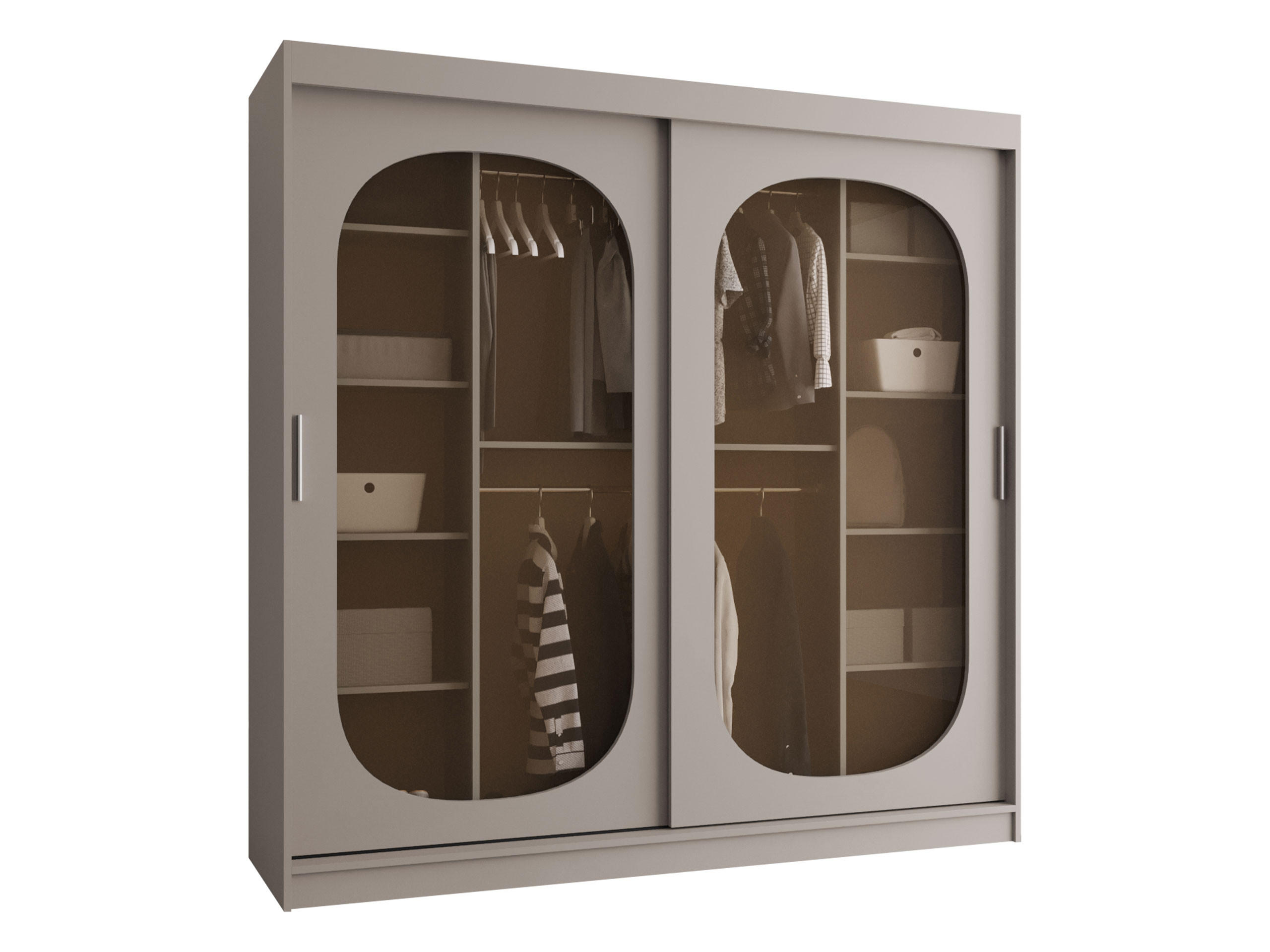 SCHWEBETÜRENSCHRANK Bahrajn 200 - Kaschmir/Silberfarben, Holzwerkstoff/Kunststoff (200/200/62cm) - MIRJAN24