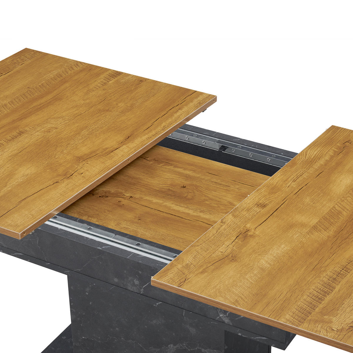 ESSTISCH BOSCO 120-160/80/76 cm - Eiche Bianco/Anthrazit, Holzwerkstoff (80/120/76cm) - B&D Home