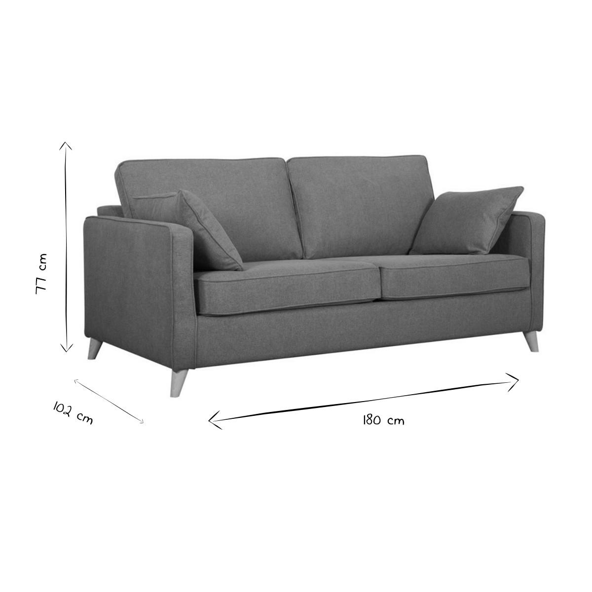 SCHLAFSOFA Skandinavisch 3-Sitzer Stoff Naturbeige PAPEL - Grau, Textil (102/77/180cm) - Miliboo