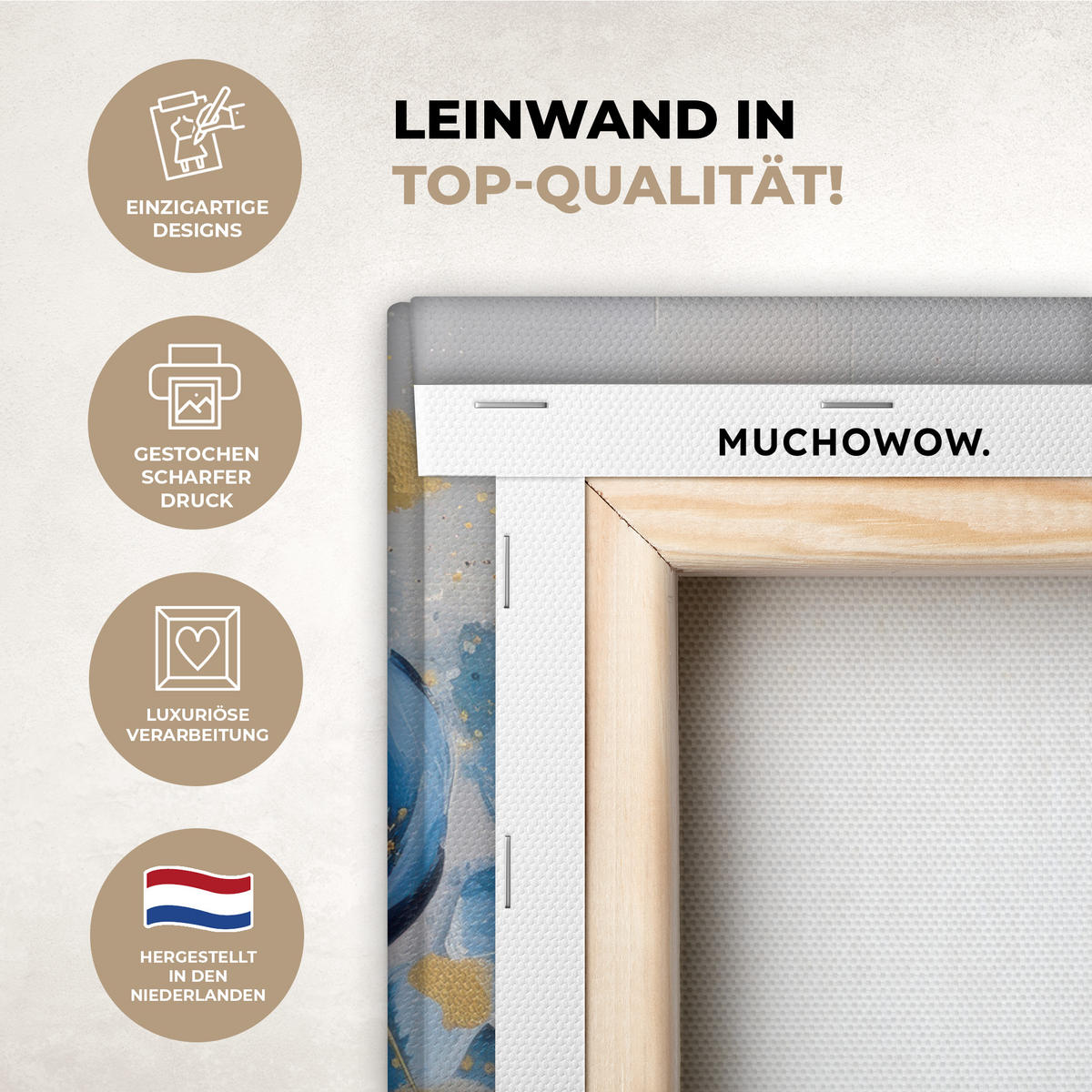 LEINWANDBILD Blumen - Blau - Abstrakt Wandbild 40x30 cm - Hellgrau, Textil (40/30cm) - MuchoWow