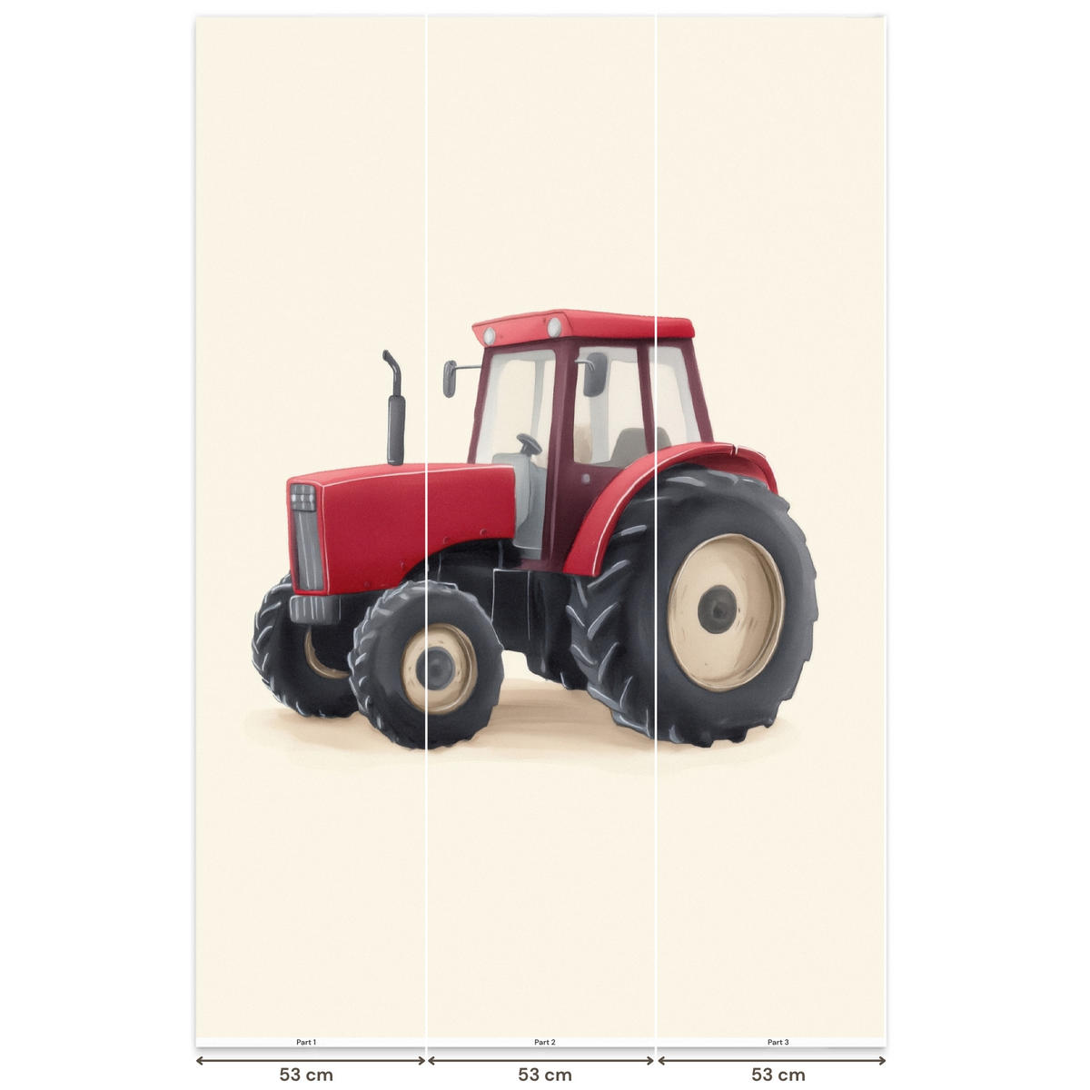 KINDERTAPETE - Traktor - Minimalistisch - Illustration - Rot - 160x240 cm - Rot, Papier (160/240cm) - OnlyWow