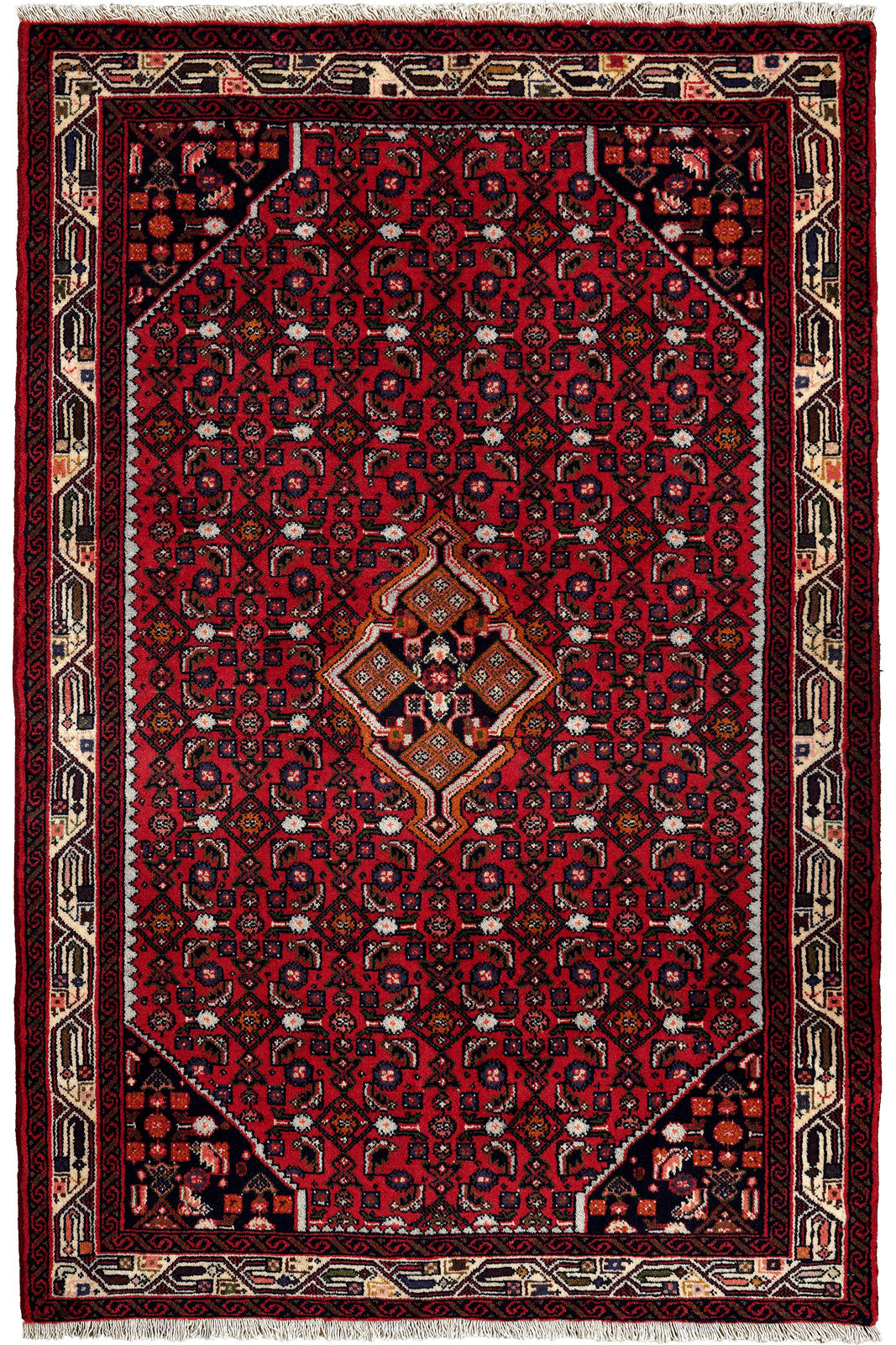 ORIENTTEPPICH handgeknüpft Assadabad Rot 161/106 cm Schurwolle - Rot, Textil (106/161cm) - Looma