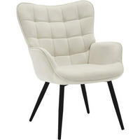 RELAXSESSEL mit Cordbezug , Metallbeine, Cremeweiß - Creme/Schwarz, Textil/Metall (63.5/87/68cm) - Woltu