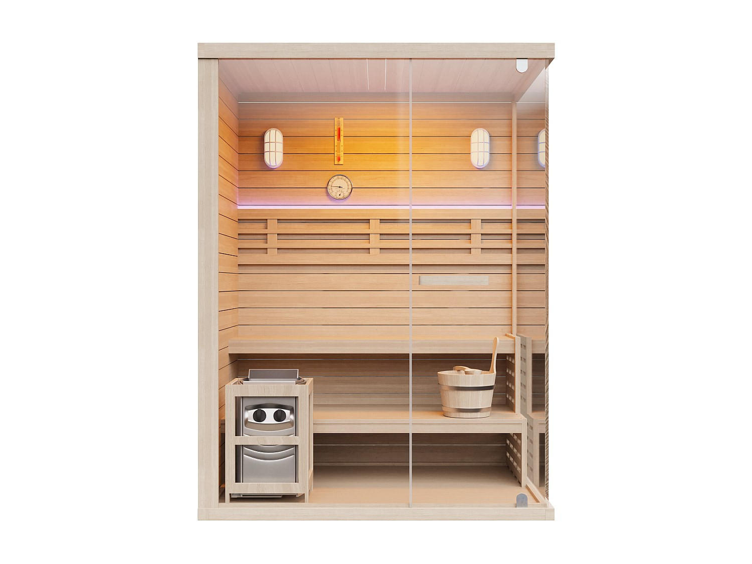 FINNISCHE Sauna - 3 Personen - Holz, Platte - Naturfarben Hell - - Naturfarben, Holz (150/200/120cm) - Vente-Unique