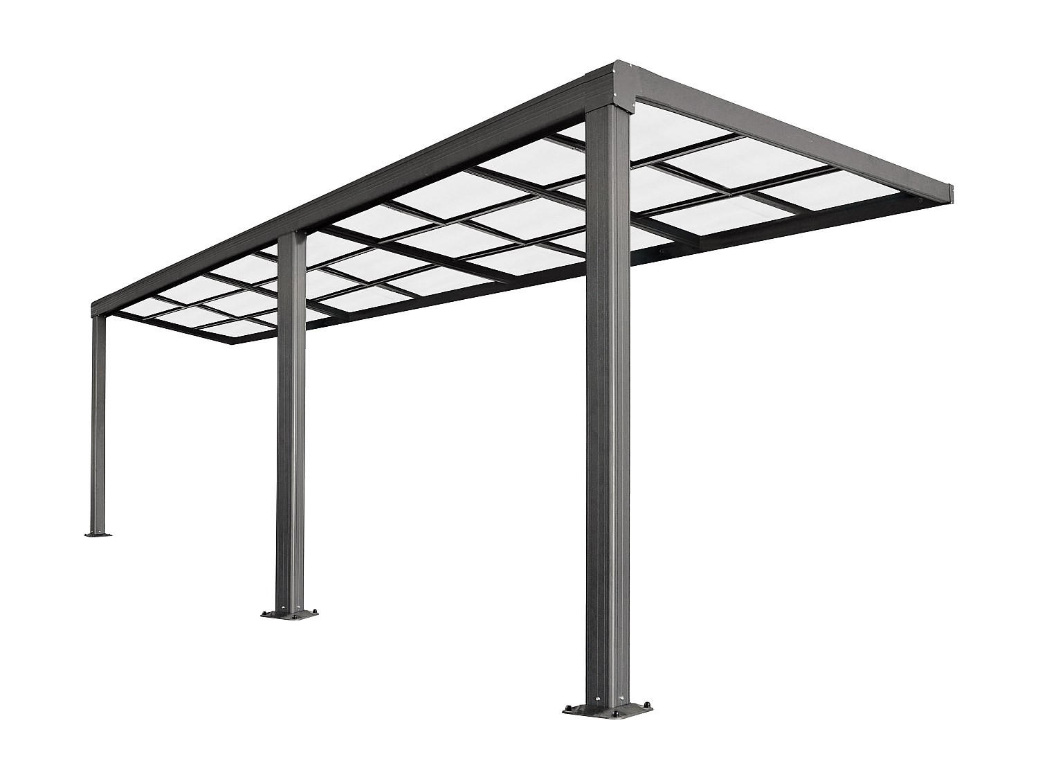 ANLEHNENDE Pergola - 588cm x 300cm - Polycarbonat - anthrazitgrau - IZEDA - Anthrazit, Kunststoff (588/200/300cm) - Vente-Unique
