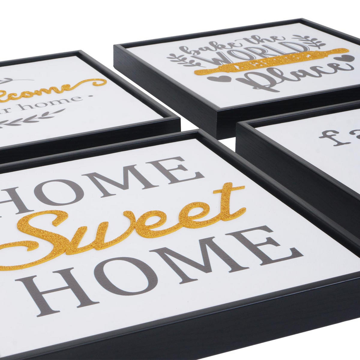 SESTAVA ZIDNIH SLIK Črna, komplet 4 kosov - črna, les (30/30cm) - MCW