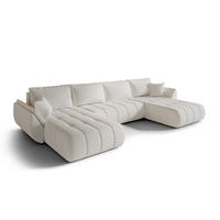 ECKSOFA mit schlaffunktion und bettkasten TOKYO U PREMIUM, stoff WIND, Ecru - Ecru, Holz (384/190cm) - Kaiser Möbel