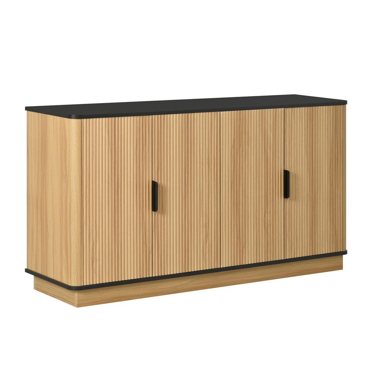 SIDEBOARD in Holzoptik mit Riffel-Design, mit 4 Türen und stummen Scharnieren - Naturfarben, Holzwerkstoff (139/75/40cm) - Urban Meuble