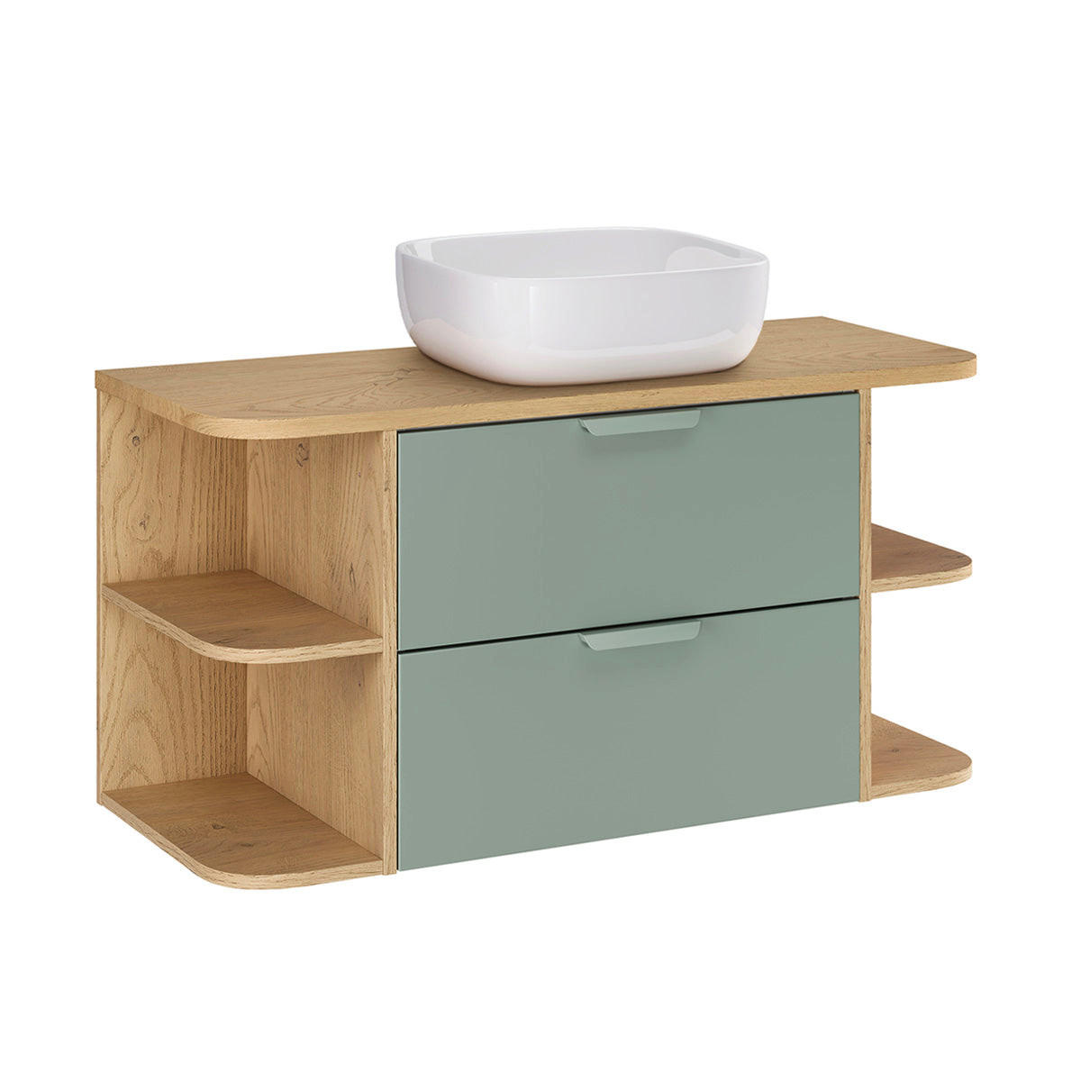 BADMÖBEL 100.4cm Oria 2er-Set Grün - Grün, Holzwerkstoff (100.4/50/45.8cm) - Petits-meubles