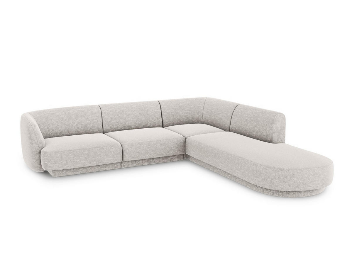 ECKSOFA rechts Miley aus Chenille-Stoff hellgrau 6 Sitzplätze - Hellgrau, Textil (248/255cm) - Micadoni