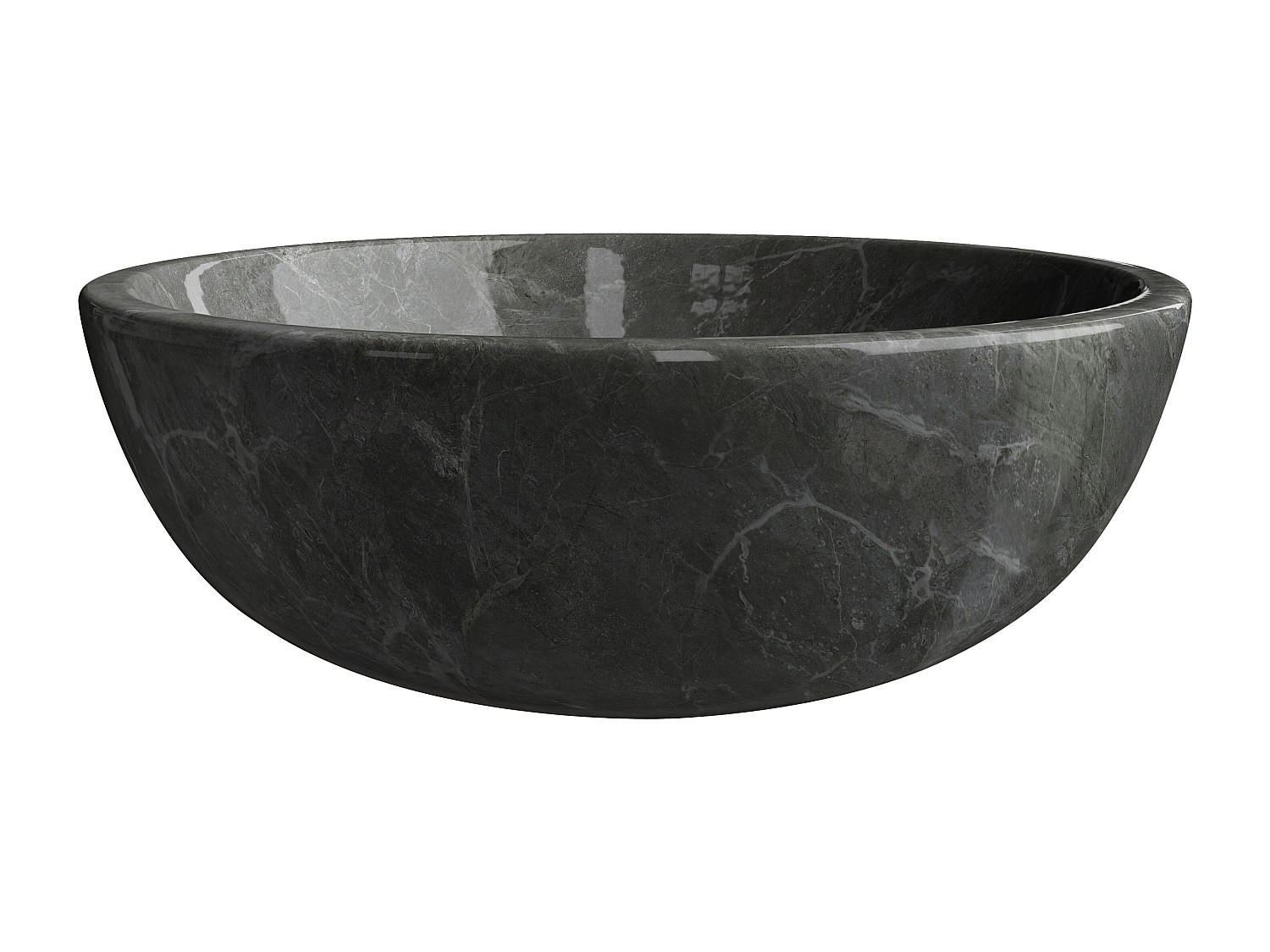 AUFSATZWASCHBECKEN aus Marmor - Schwarz - 40 cm - LAVINO - Schwarz, Stein (40/15/40cm) - Vente-Unique