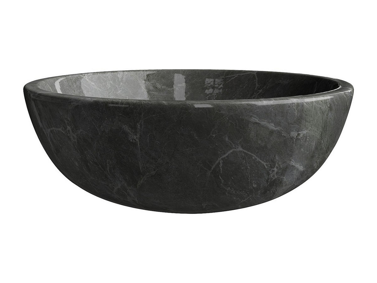 AUFSATZWASCHBECKEN aus Marmor - Schwarz - 40 cm - LAVINO - Schwarz, Stein (40/15/40cm) - Vente-Unique