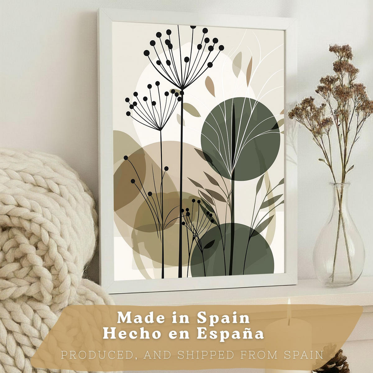 PLAKAT Sada 3 Zelené květy A3 bez rámu - čirá, papír (29.7/1/42cm) - Nacnic