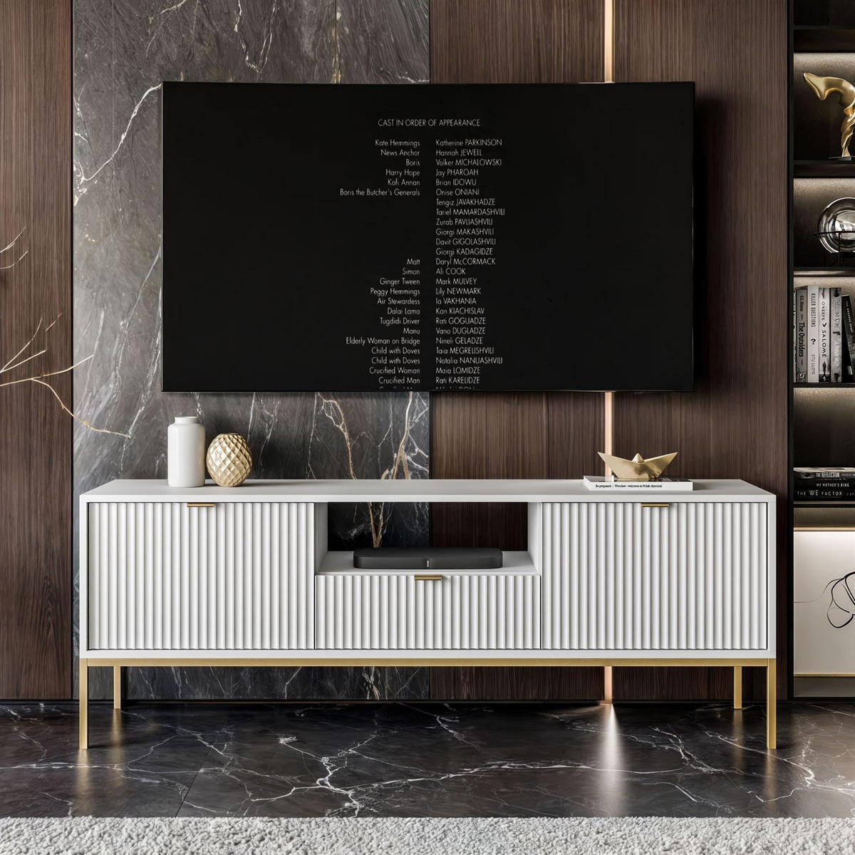 TV-ELEMENT CORTADO GOLD RTV154 WEISS - Weiß, Holzwerkstoff (154/56/39cm) - Lookway