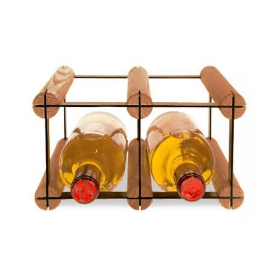 WEINREGAL Vinotega Mod Metal 12,5x22,5x24,5 cm 2x1 Flaschen Massives Kiefernholz Braun Geölt - Braun, Holz (22.5/12.5/24.5cm) - PROREGAL