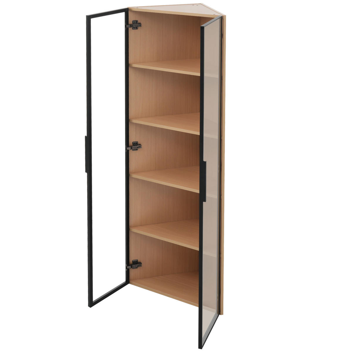HIGHBOARD 62/35/160 cm in Eiche mit LED-Beleuchtung und Sicherheitsglas - Eichefarben, Holzwerkstoff (62/160/35cm) - Flora Grace