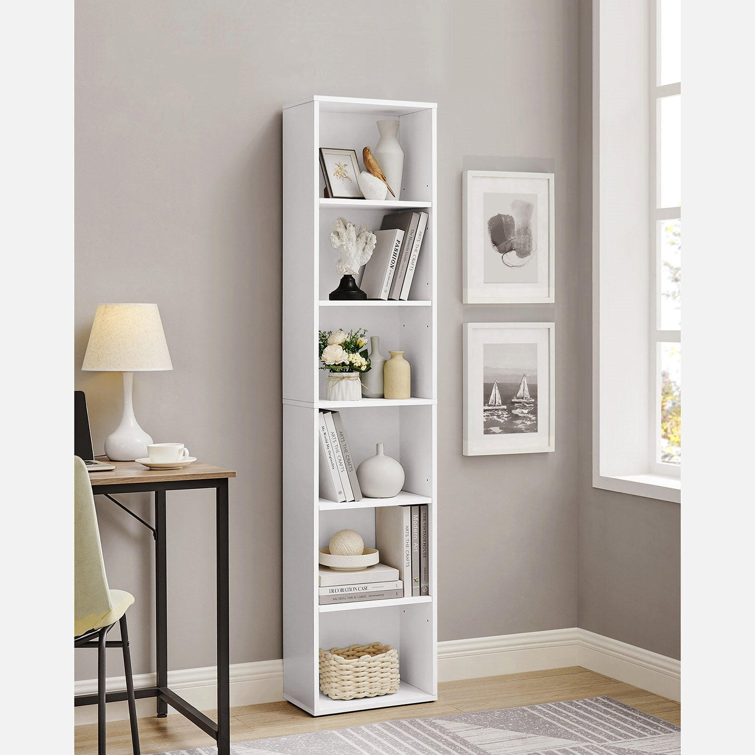 BÜCHERREGAL AUFBEWAHRUNGSREGAL - Weiß, Holzwerkstoff (24/179/40cm) - Hansiro