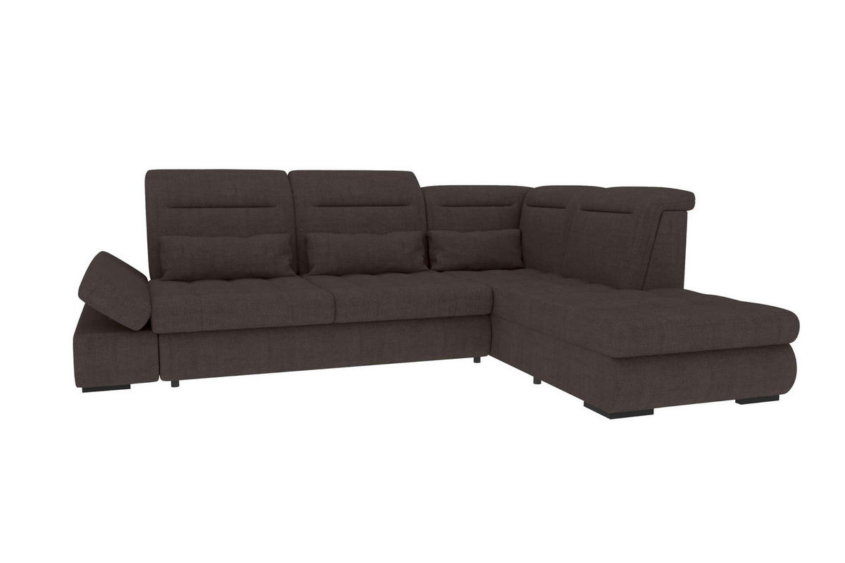 ECKSOFA Toscana Velours inkl. Schlaffunktion - Braun, Textil (279/227cm) - 99rooms