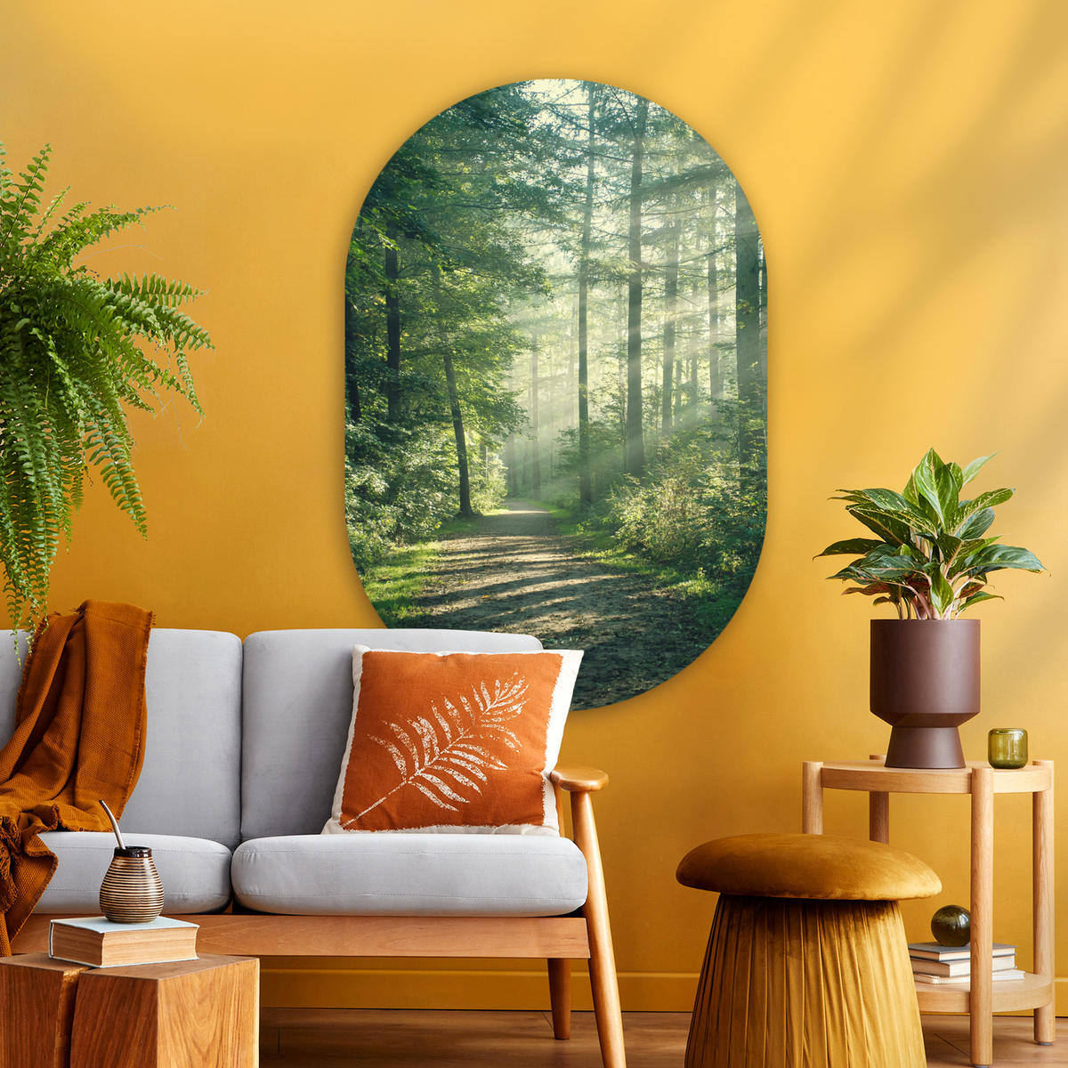 WANDBILD Wald - Weg - Sonne - Bäume - Grün - Natur 80x120 cm - Waldgrün, Kunststoff (80/120cm) - MuchoWow