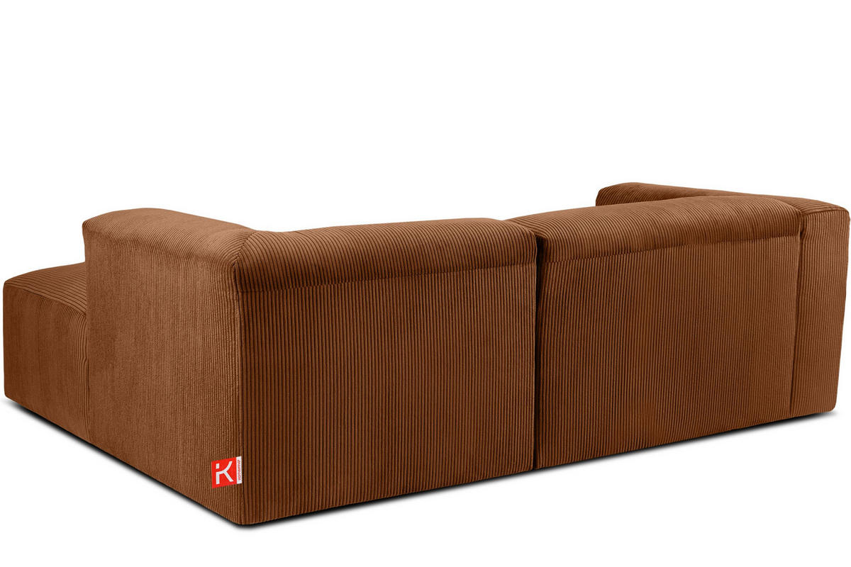ECKMODULSOFA-RECHTS BUFFO 3/4 Sitzer mit extrem weicher Sitzfläche, Kordstoff, ore - Orange, Textil (237/180cm) - KONSIMO®