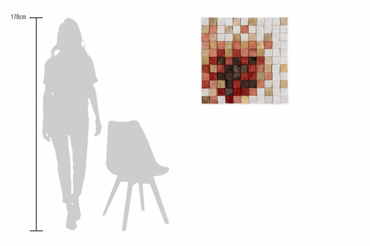 HOLZBILD 75/75 cm - Rot, Holz (75/75cm) - KUNSTLOFT