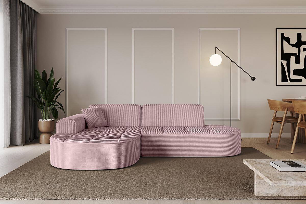 ECKSOFA Ottomane Links TARO-L1 - 243x171x79,5 cm Rosa - Rosa, Holzwerkstoff/Textil (243/171cm) - ALTDECOR