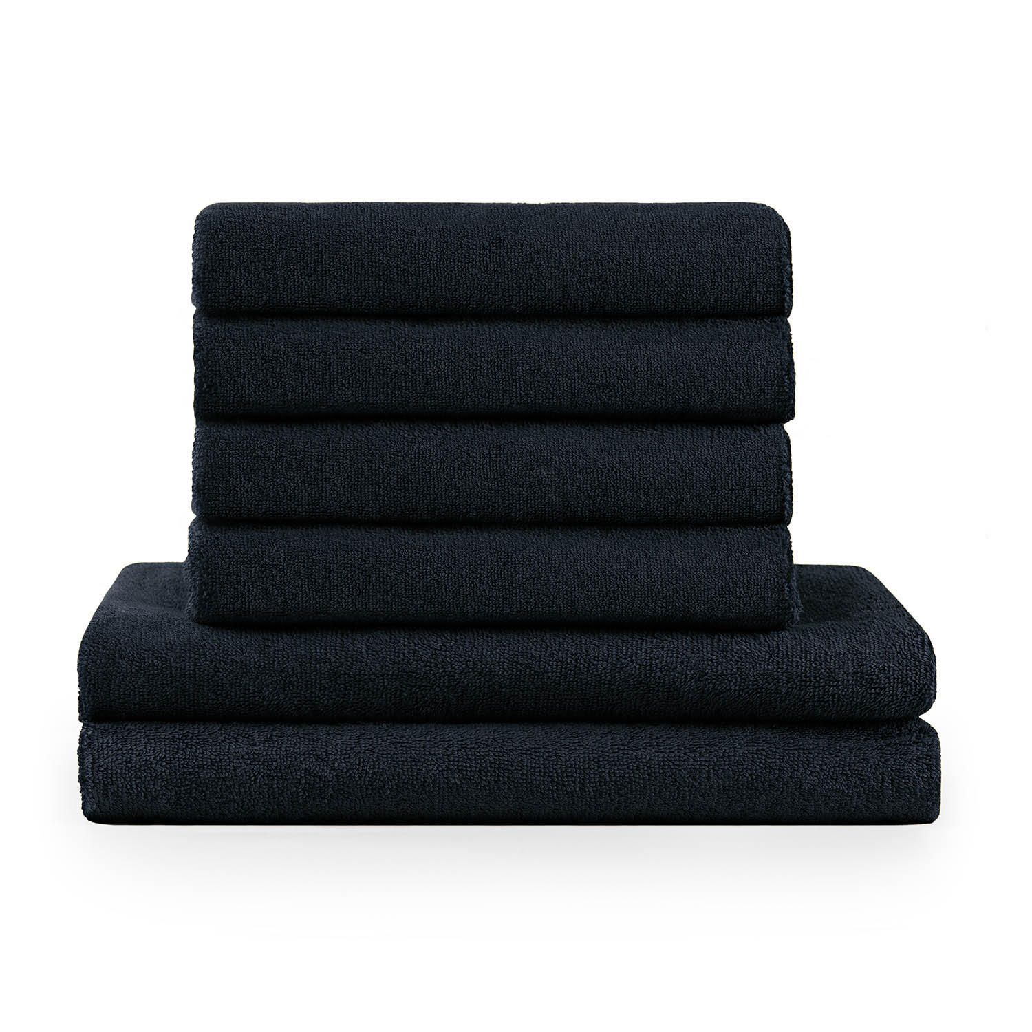 BADETUCH 6-teilig, 2x Badetuch 70/140 + 4x Handtuch 50/100 cm, Dunkelblau - Dunkelblau, Textil (70/140cm) - Blumtal