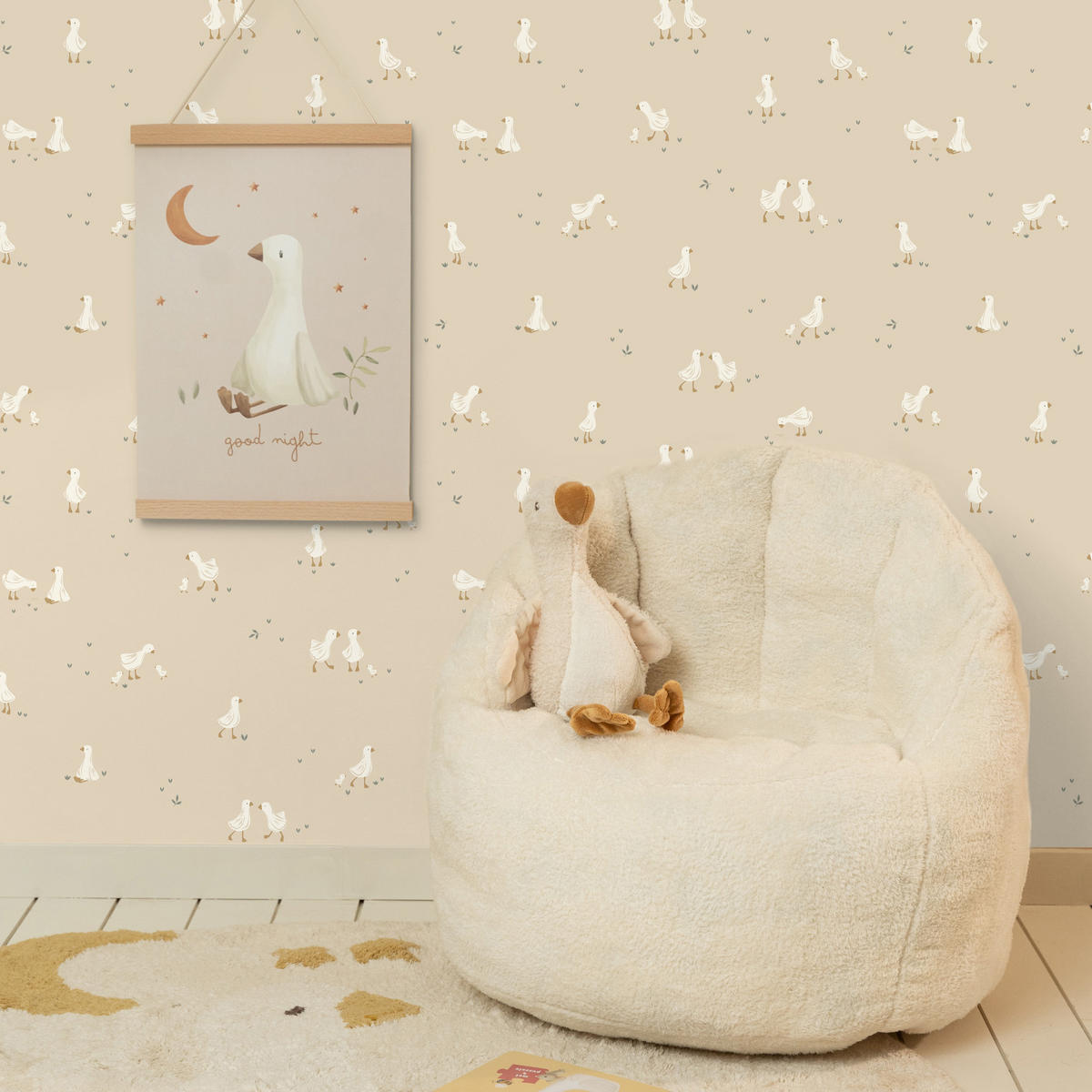TAPETE Little Goose - Beige/Weiß, Papier/Kunststoff (52/1000cm) - Little Dutch