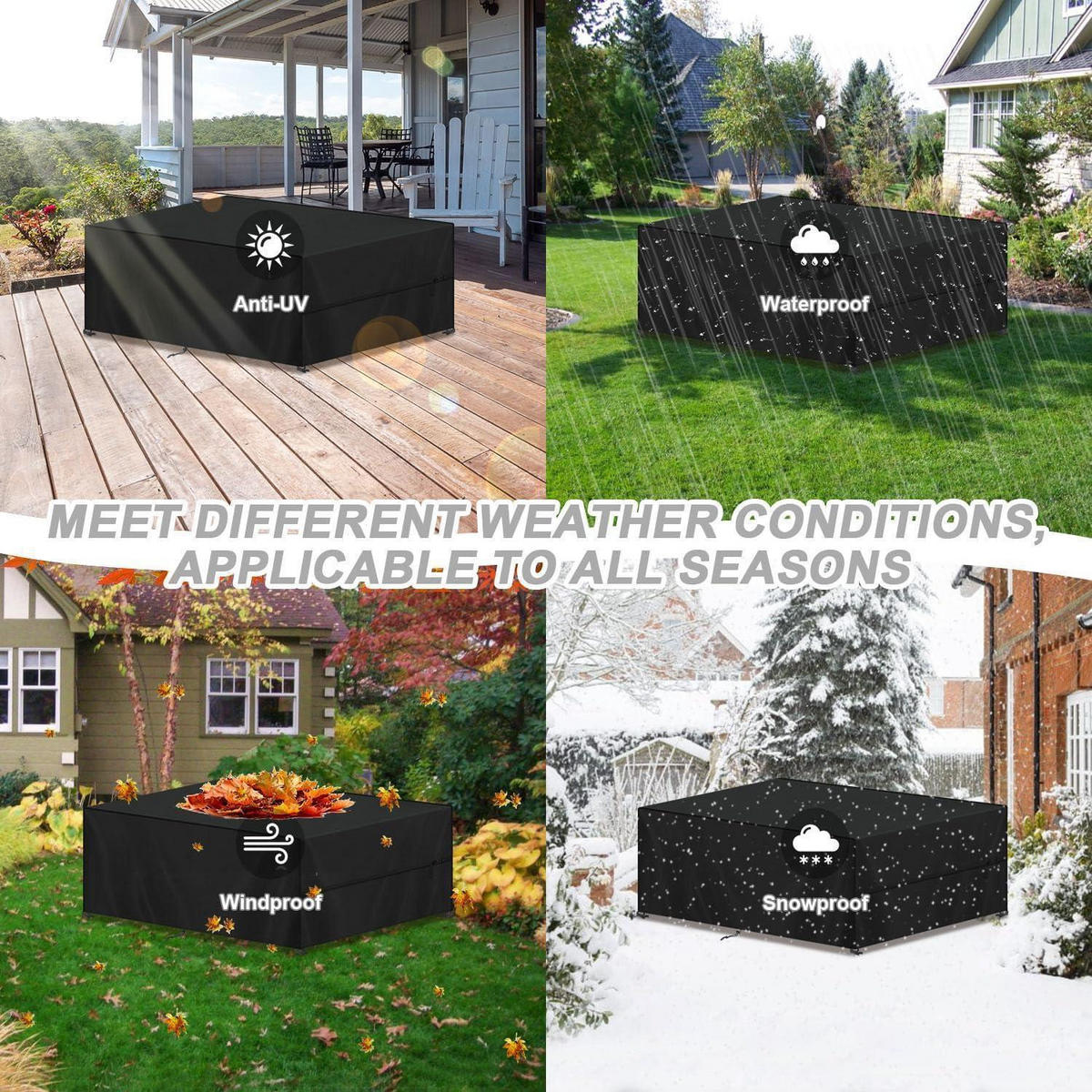 ABDECKUNG für Loungemöbel 230 x 130 x 95 cm Wasserdicht - Schwarz, Kunststoff (130/95/230cm)