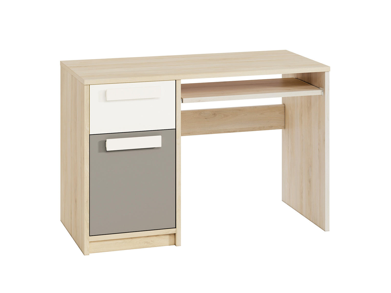 SCHREIBTISCH Drop Fjord Buche / weiß / grau 119 / 55 / 79cm - Braun/Grau, Holz/Holzwerkstoff (55/119/79cm) - Feldmann-Wohnen