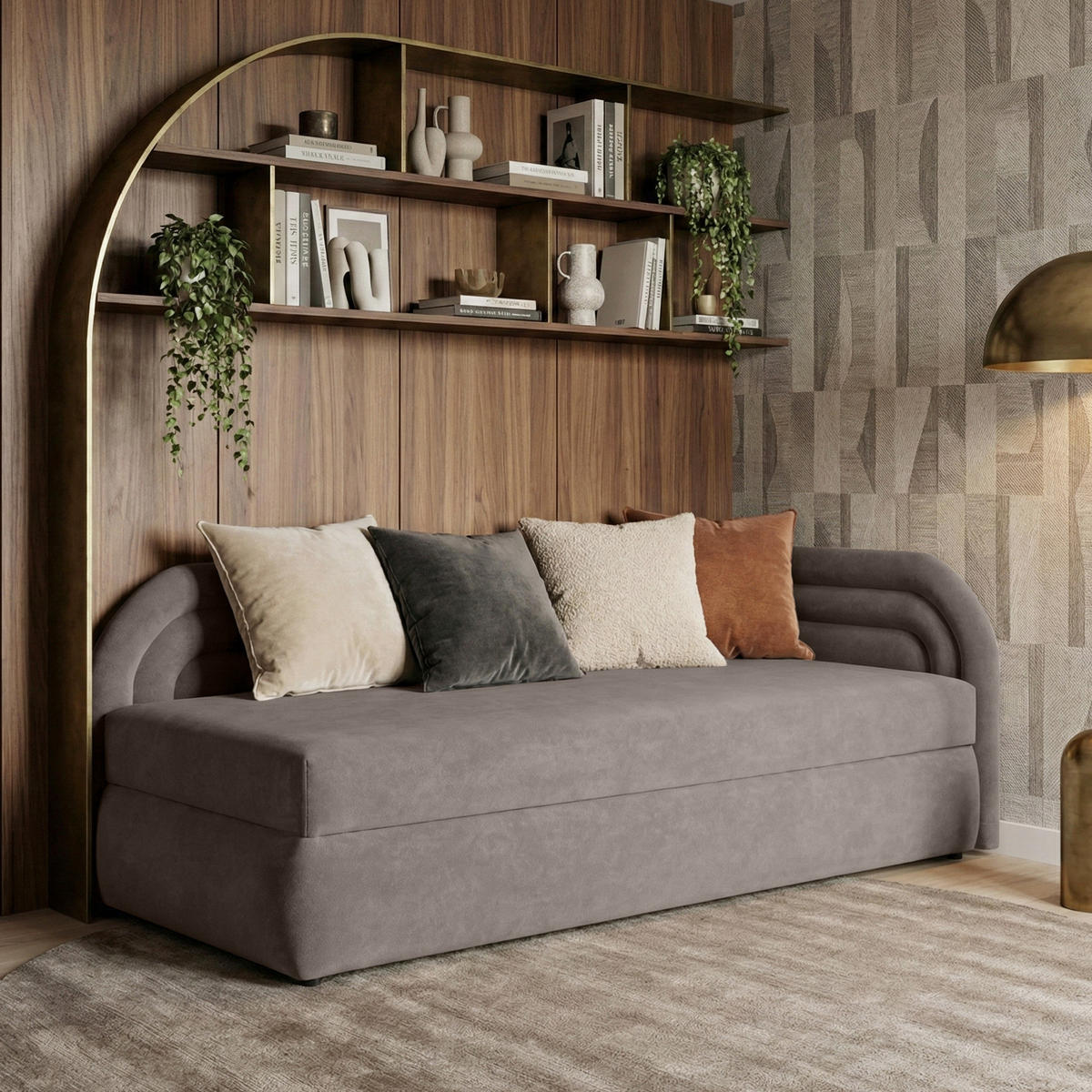 POLSTERBETT Cobi, Eckbett 80x200 cm mit Bettkasten, Hellbraun, Rechts - Hellbraun, Textil (80/200cm) - Beautysofa