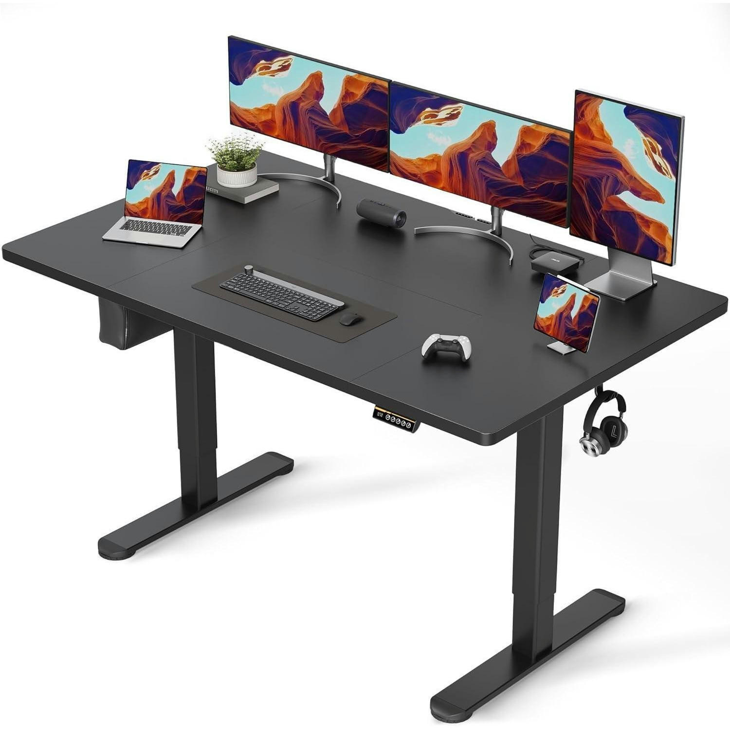 SCHREIBTISCH elektrisch höhenverstellbar 160 x 80 cm Schwarz - Schwarz, Holzwerkstoff (70/140/75cm)